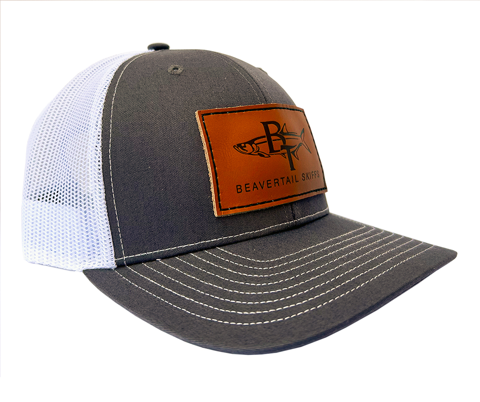 Trucker Leather Patch Hat | Heather Gray and Navy